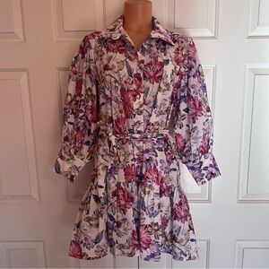 NEW Christy Lynn Floral Print Emi Shirt Dress in Multi - Medium